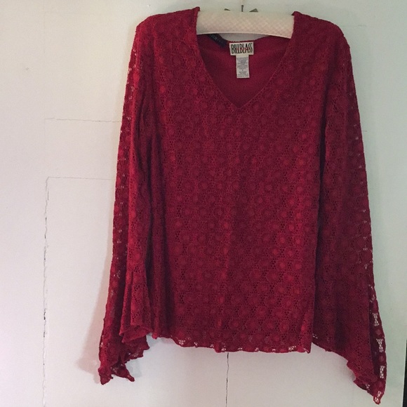 Vintage Bill Blass stretch knit red lace top - Picture 8 of 8